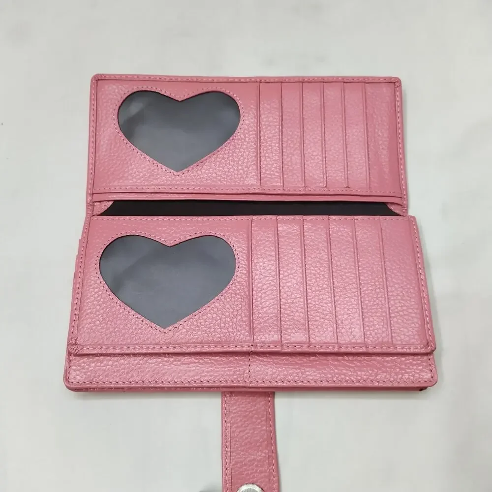 B.T.Rose Pink Pebbled Leather Credit Card ID Window Bifold Wallet